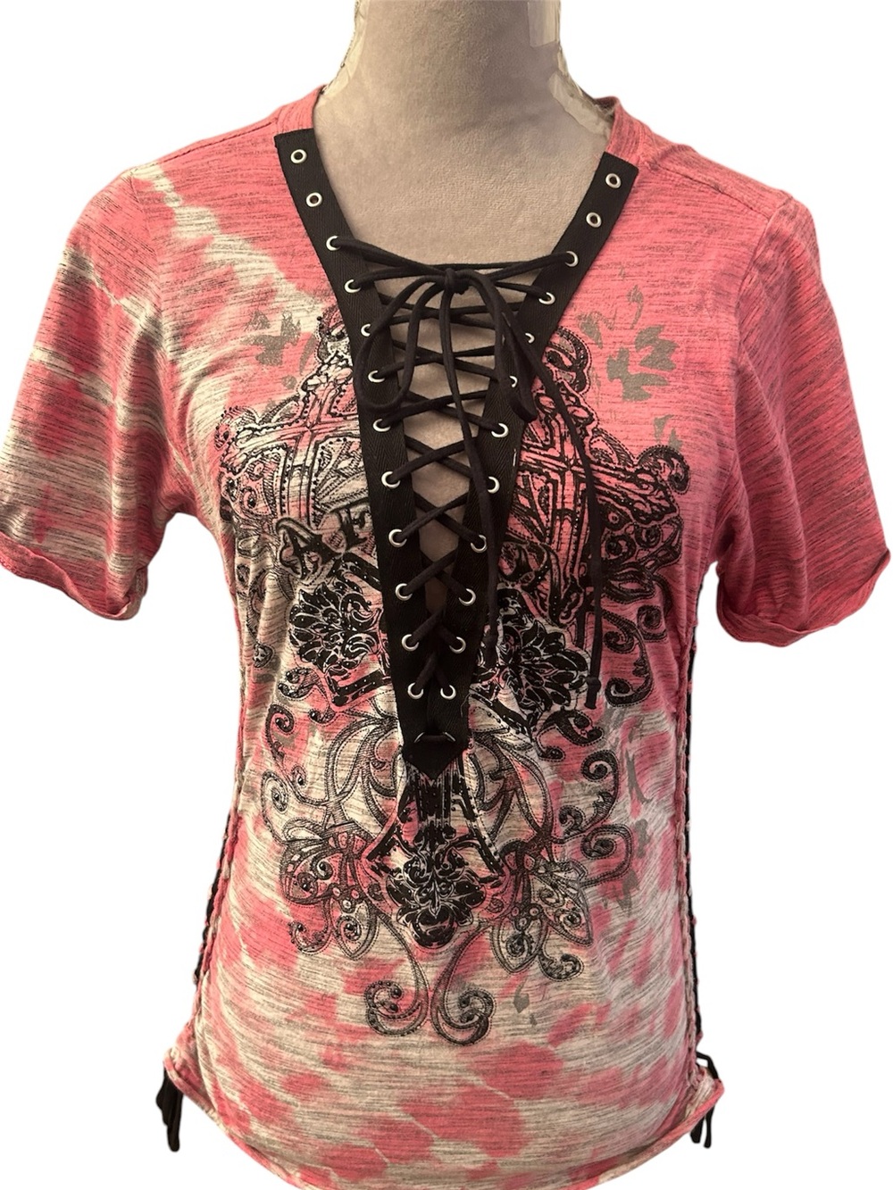 Affliction Pink Short Sleeve Women's Tee